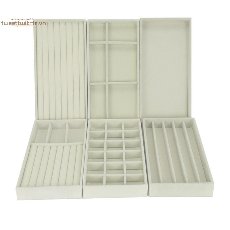 TRTR Nhung Hộp Trang Sức Khay Bảo Quản Trang Sức Giá Đỡ Cho Nhẫn Bông Tai Vòng Cổ Vòng Tay Hộp Trưng Bày Trang Sức Hộp Phân Loại VN