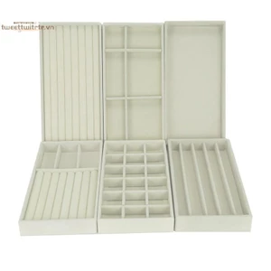 TRTR Nhung Hộp Trang Sức Khay Bảo Quản Trang Sức Giá Đỡ Cho Nhẫn Bông Tai Vòng Cổ Vòng Tay Hộp Trưng Bày Trang Sức Hộp Phân Loại VN