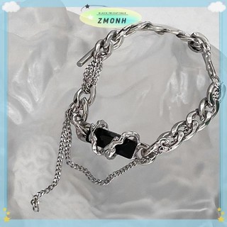 ZMONH Retro Đen Zircon Ngôi Sao Vòng Tay Nữ Nam Quà Tặng Xu Hướng Dây Xích Kim Loại Unisex Goth Trang Sức Cặp Đôi Mới Phụ Kiện