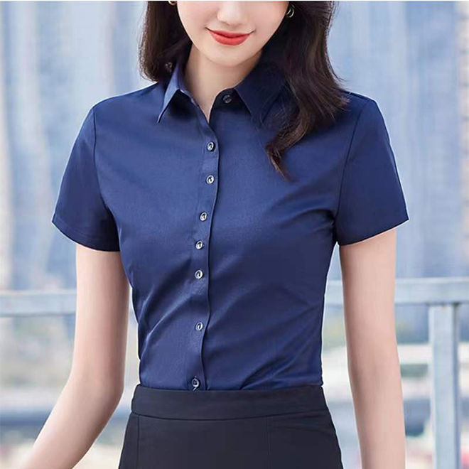 Áo sơ mi nữ tay ngắn màu rượu vang đỏ, bền đẹp, dành cho nữ văn phòng