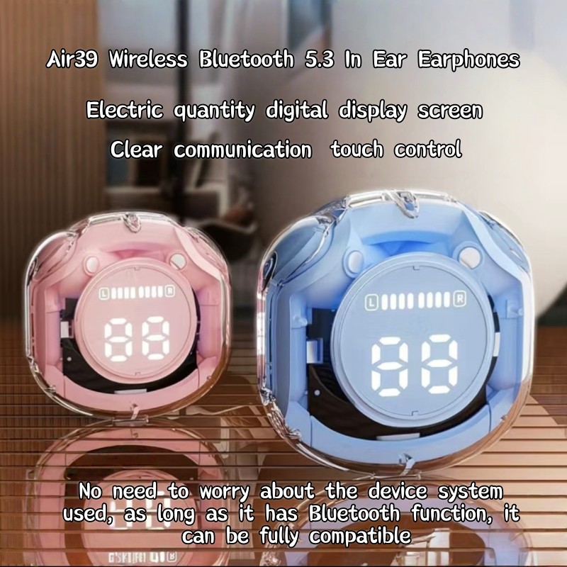 Air39 in ear wireless Bluetooth 5.3 Earpod, âm thanh nổi, màn hình pin ...