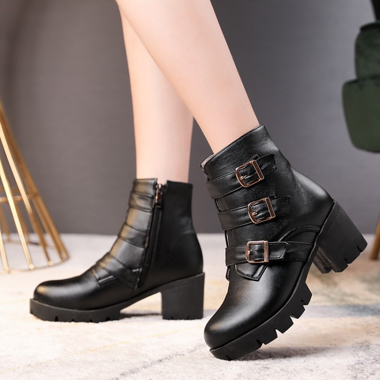 CHD34-46 Kích Thước Lớn Đi Lại Hàng Ngày Phù Hợp Với Tất Cả Trận Đấu Dây Kéo Bên Dây Kéo Dày Đế Dày Nữ Ngắn-
