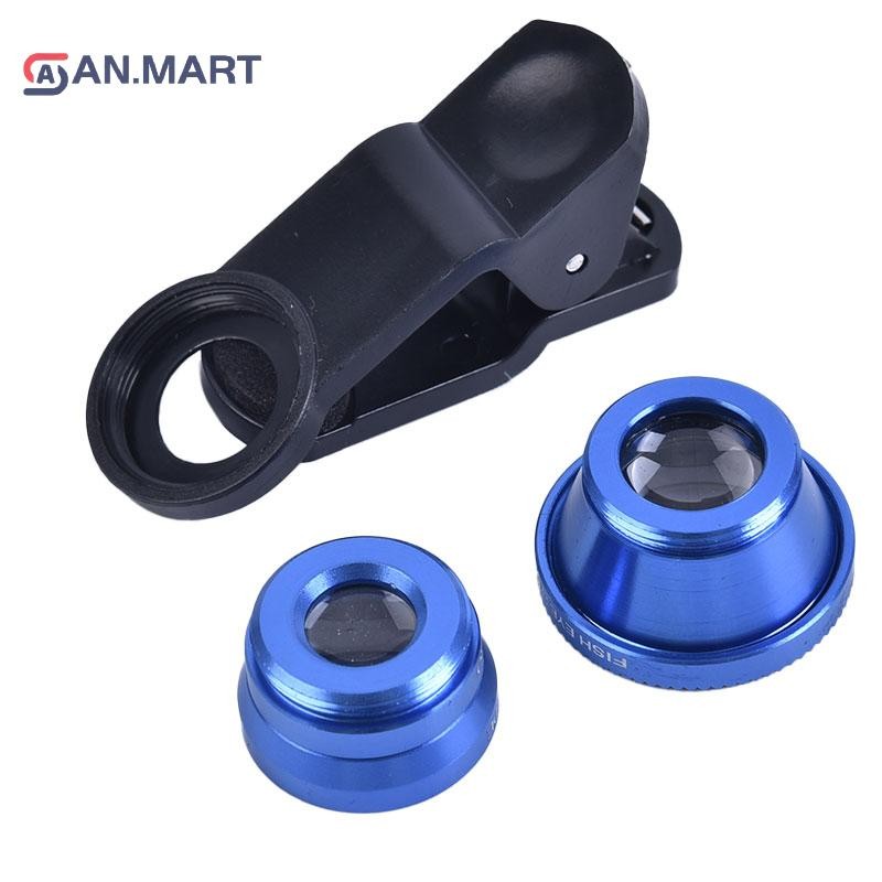 Bigdealssuper 3In1 Điện thoại di động Mắt cá + Góc rộng + Ống kính máy ảnh Macro cho điện thoại di động đa năng siêu