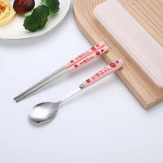 Bộ Đồ Ăn Di Động Bộ Đũa Inox Thìa Nĩa Bộ Ba Mảnh Giả Gốm Hoạt Hình ins Bộ Đồ Ăn Giá Trị Cao TRW0