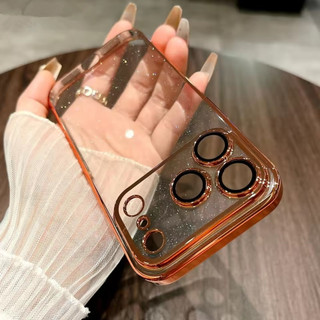 [JLK] Mạ Trong Suốt Lấp Lánh Pha Lê HD Dành Cho iPhone 17 Air 17Pro 16 15 Pro Max 16Plus Ống Kính Kính Phim Mỏng Siêu Mỏng Vỏ Cứng