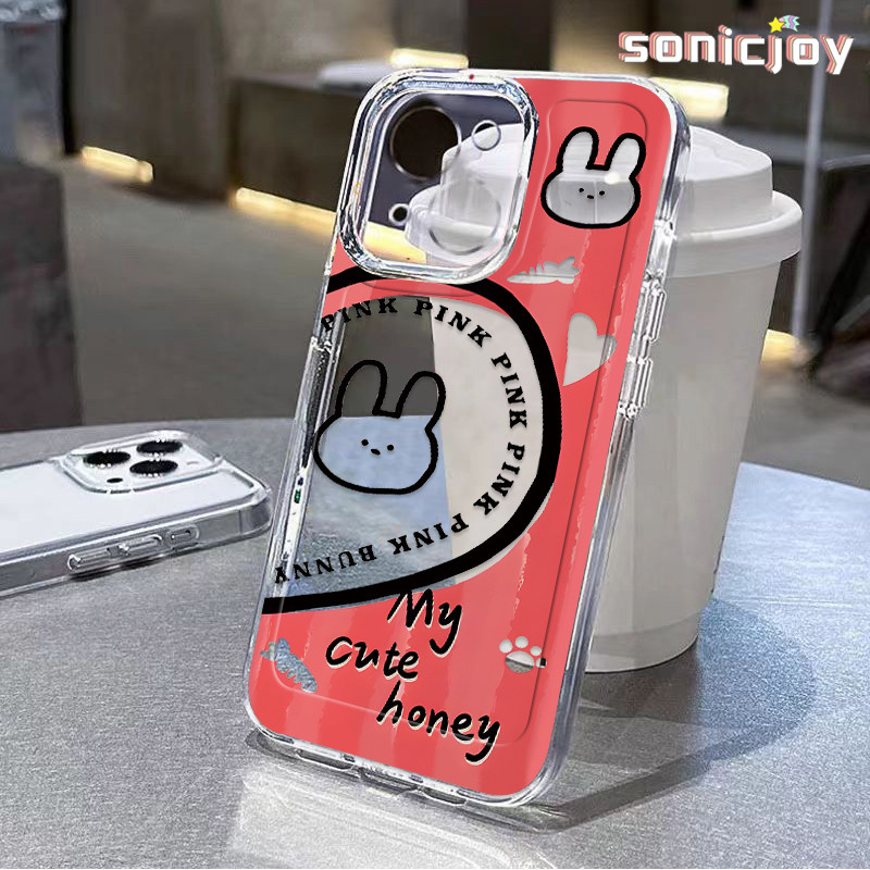 Ốp Điện Thoại Thỏ Trái Tim Rỗng Thích Hợp Cho IPhone 11 12 13 14 15 16 Pro Max X XR XS Max 7Plus 8Plus Ốp Silicon Trong Suốt Thời Trang-SY