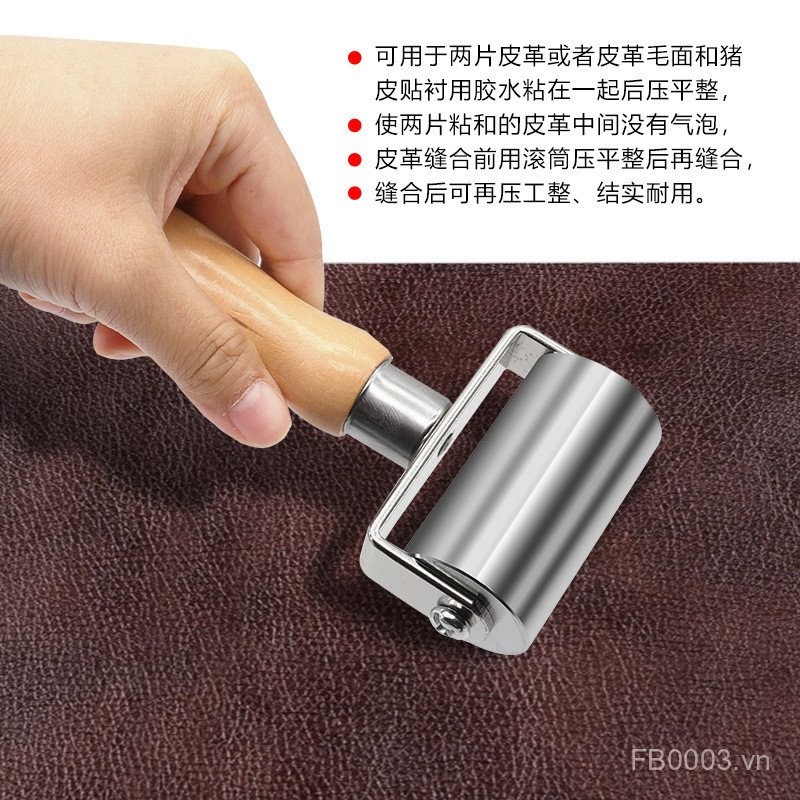 Tay Cầm Bằng Gỗ Chắc Chắn Báo Chí Cạnh Phẳng Báo Chí Con Lăn Cạnh Đường Ống Thiết Bị Da Con Lăn Lắp Áp Lực Bánh Xe DIY Da ESLO