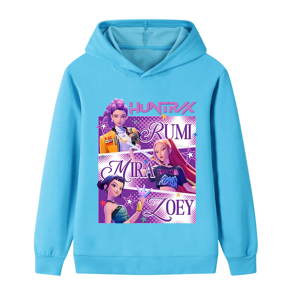 Kpop Demon Hunters in hình áo hoodie dài tay mùa thu có mũ trùm đầu đa năng cho bé trai và bé gái
