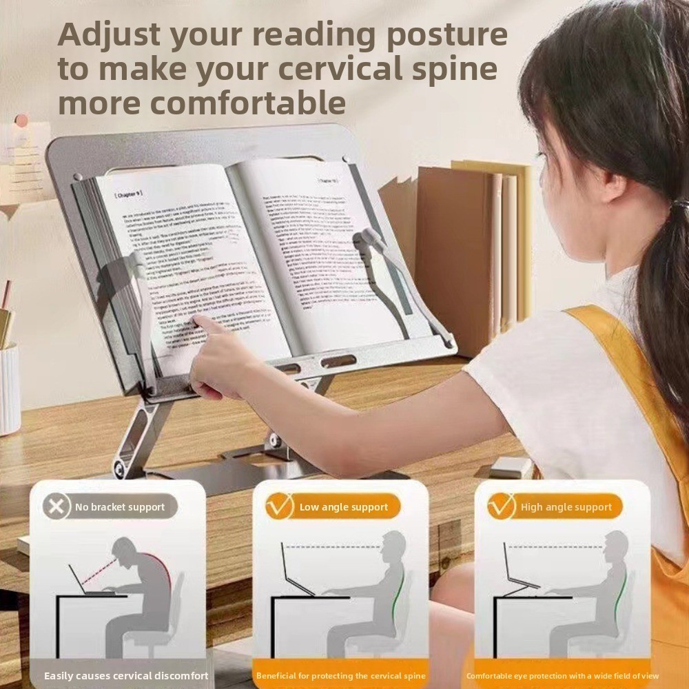 Giá sách đọc sách JSJING, Khay đựng sách có thể gập lại góc có thể điều chỉnh, Giá đỡ máy tính bảng Hỗ trợ Giá đỡ đọc sách ổn định bằng kim loại Ghi chú