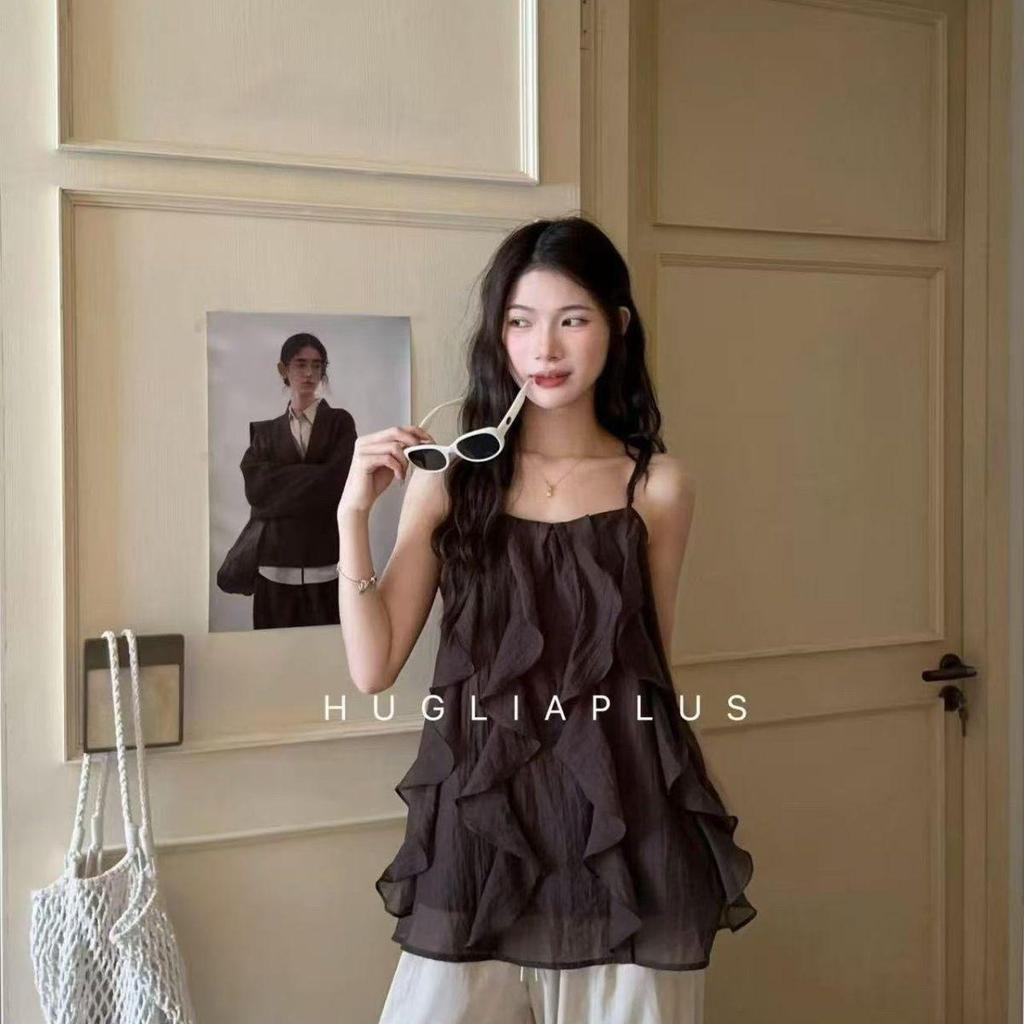[Seckill trong thời gian có hạn] Mùa hè Phong cách mới kiểu Pháp Áo yếm không tay lá sen nhẹ nhàng Áo khoác ngoài dáng rộng phù hợp cho mọi trận đấu Áo giảm tuổi