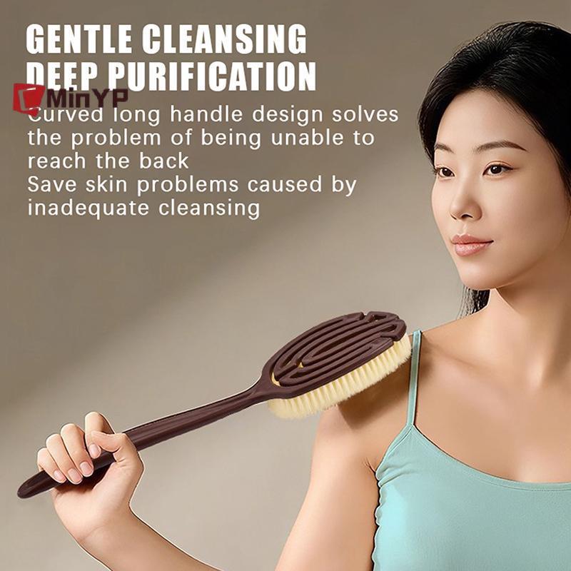 CMinYP 1 Cái Bàn Chải Massage Toàn Thân 2 Trong 1 Tay Cầm Dài Ba Chà Lông Dừa Tự Nhiên Ướt Khô Bàn Chải Tắm Glory