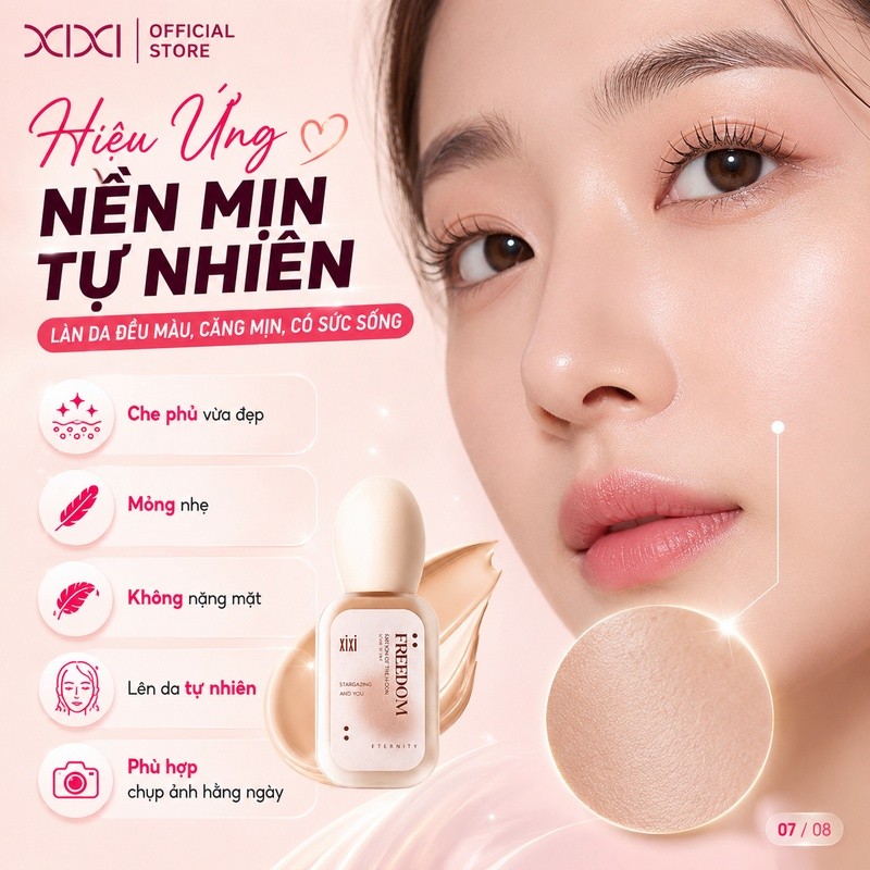 Kem Nền Che Phủ Cao XIXI Mỏng Nhẹ Tự Nhiên, Lâu Trôi 12H, Kiềm Dầu Không Mốc Cho Mọi Loại Da D639