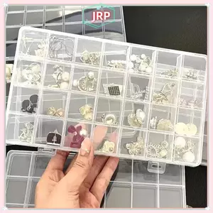 JRP 24 Khe Cắm Móng Decal Hộp Bảo Quản Móng Tay Nghệ Thuật Phụ Kiện Hộp Bảo Quản Lưới Có Thể Tháo Rời Móng Tay Nghệ Thuật Kim Cương Giả Hộp Trang Sức Phụ Kiện JRP
