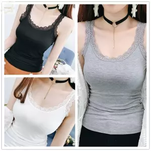 Áo Tank Mùa Hè AWNGD, Có Ren Cổ Chữ U Áo Sơ Mi Cami, Quần Lót Camisoles Thường Ngày Áo Ôm Phù Hợp Cho Nữ