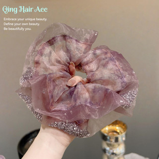 Ngọt Ngào Tinh Tế Lưới Vỡ Kim Cương Scrunchy Tóc Dây Organza Hoa Tóc Thời Trang Cao Cấp Đầu Hoa Dây Phụ Kiện Tóc