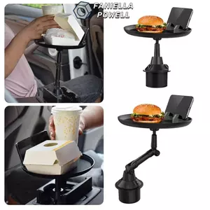 Khay đựng cốc ô tô FANIELLAPOWELL, Khay mở rộng ô tô có thể tháo rời có thể điều chỉnh, Di động đa năng 360° Giá đỡ đồ uống ô tô xoay Phụ kiện ô tô