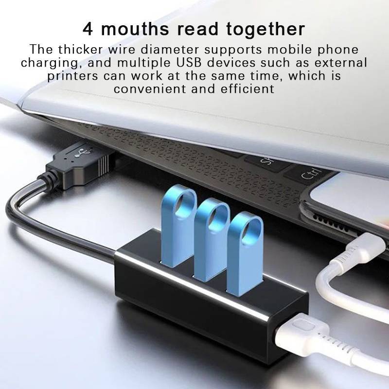 Alittlesetrtu 4 Cổng Đa Bộ Chia USB Hub + Bộ Chuyển Đổi Nguồn Điện, Bộ Mở Rộng 30cm / 1.2m Tốc Độ Cao Cho PC VN