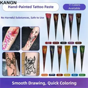 KANGN Henna Paste Cone, Kem xăm Henna bán vĩnh viễn dễ sử dụng, Kem xăm tạm thời Đen Nâu Nâu Kem Henna Body Art