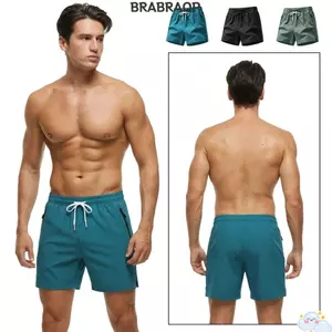 Quần short chạy bộ BRAAA, Ice Silk Feel Dây rút Đóng cửa Quần short thể thao nam, Túi Zip dáng rộng vừa vặn Dây thắt lưng co giãn Khe bên Quần short thông thường Huấn luyện tập thể dục