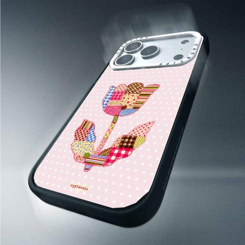 CASECASE X Tulip Chắp Vá Quilt Case Máy Ảnh Màu Trắng Vòng Phiên Bản Mờ Đen Cứng Hút Từ Tính Tác Động Dành Cho Apple IPhone 13 14 15 16 17 Pro Max Air Plus Có Hộp