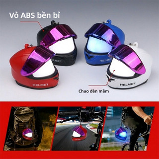 Móc khóa xe máy SEAMETAL Móc khóa mũ bảo hiểm cao cấp Có đèn LED Ống kính thể mở được Móc chìa khóa trang trí