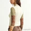 MAPLEPOET-Áo lưới Sheer hàng đầu chắp vá dài tay cổ áo in hoa Slim Fit cho hàng ngày