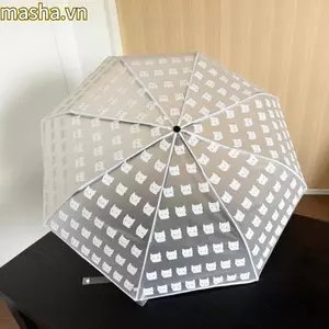 Ô Trong Suốt Mờ, Thiết Kế Gấp Ô Mèo Con Hoạt Hình, Kawaii Một Chạm Mở Trong Suốt Chống Thấm Nước Hoàn Toàn Tự Động Ô Sinh Viên