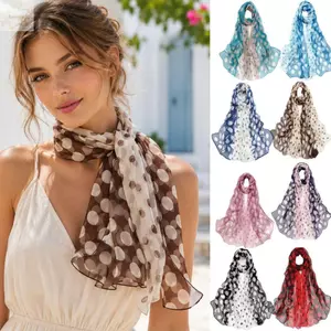 Khăn quàng cổ AWNGD dành cho nữ, Khăn chấm bi dài 160CM, Thời trang mùa hè mềm mại nhẹ quấn đầu điều hòa không khí Khăn choàng