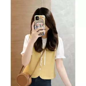 Đồ dệt kim hai mảnh giả phong cách cô gái ngọt ngào Thiết kế mùa hè Niche Fashion All-Match Top