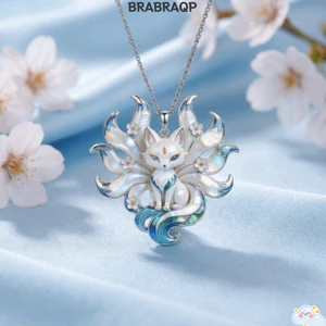 Vòng cổ mặt dây chuyền BRBRAA, Vòng cổ chín cánh Men nhìn chín cánh, Dây chuyền tông màu bạc huỳnh quang độc đáo Bề mặt bóng loáng Người bảo vệ Mặt dây chuyền quyến rũ Trang phục dự tiệc
