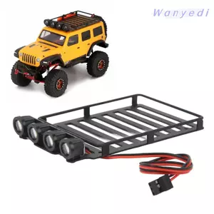 WANYEDI RC Roof Rack Part, Với đèn LED Giá đỡ mái bằng nhựa, Giá đỡ hành lý, Giá treo hành lý tỷ lệ 1 / 24 bền bỉ cho xe bánh xích RC Axial SCX24 1 / 24 cho bánh xích RC