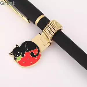Kẹp bút lò xo TUYỆT VỜI, với lớp phủ tráng men Giá đỡ bút động vật bằng kim loại, Văn phòng phẩm cố định chống thất lạc dễ thương Giá đỡ bút an toàn Đồ dùng văn phòng phẩm