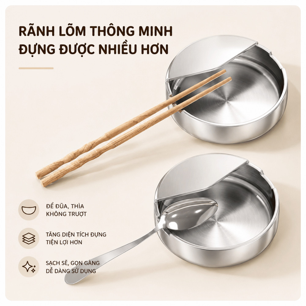 Giá Đỡ Muôi Vá Inox 304 Chống Gỉ HOMIE, Khay Gác Đũa Thìa Nhà Bếp Chống Bẩn Mặt Bếp Đa Năng Tiện Lợi