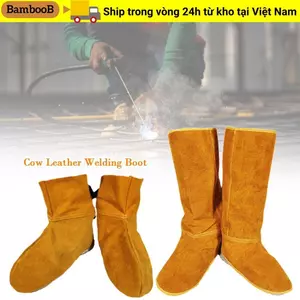Vỏ giày chống bỏng BAMBOOB, Giày hàn da bò an toàn cách nhiệt, Chống bỏng Bảo vệ chân chống cháy Tay áo làm việc Bảo vệ thợ hàn