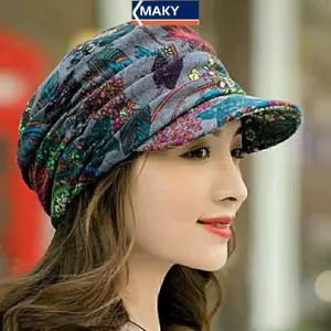 MAKY Mới Mũ Hoa Nữ Phiên Bản Hàn Quốc Đa Năng Mềm Mũ Vành Dubill Hat VN