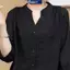 Áo sơ mi nữ màu trơn MAKY mùa hè V-Ne dài tay dáng rộng hàng đầu VN