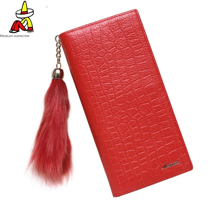 Women's Korean-Style Genuine Leather Long Wallet – Beige – 7