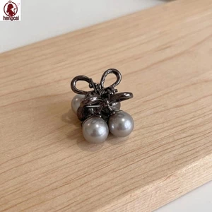 Kẹp Tóc Ngọc Trai Anh Đào Màu Xám Cho Nữ Phía Trước Nổ Bên Phụ Kiện Chống Trượt