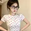 Áo thun ngắn tay vai trước Sweet Cool Hot Girl của Mỹ Thiết kế mùa hè Sense Slim-Fit Áo ngắn