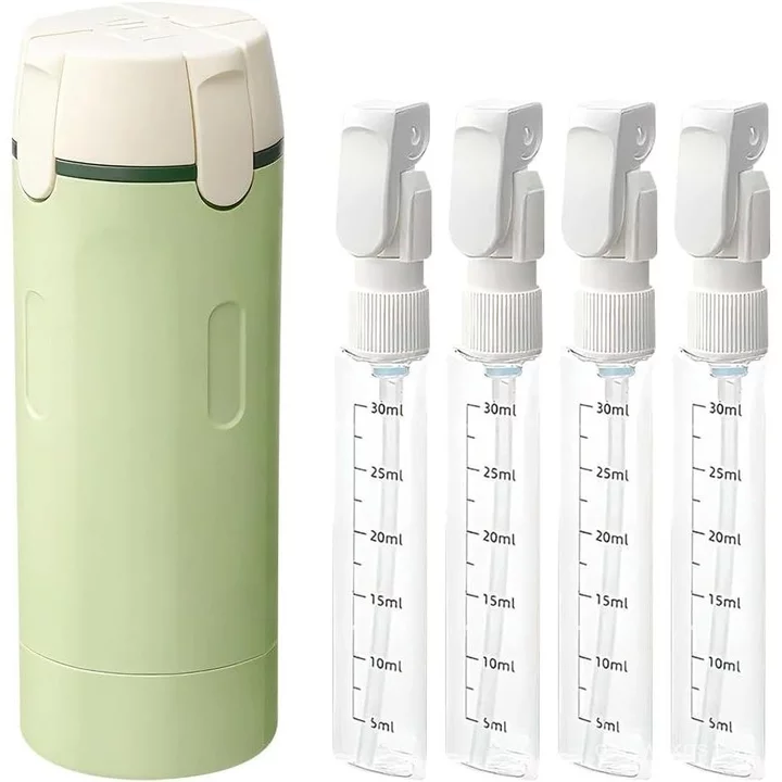 Chai đựng du lịch 4 trong 1 có thể đổ lại, 4 gói Chai du lịch 30ML cho đồ vệ sinh, Chai dầu gội và dầu xả cỡ du lịch, cho chuyến đi công tác Vaion (Xanh) AKYC