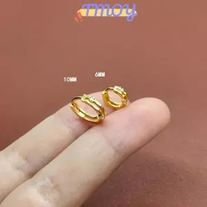 TMOY 1 Cặp Thời Trang Đơn Giản Nhỏ Vòng Bông Tai Dành Cho Nữ Sáng Bóng Zircon Vòng Tròn Xương Tai Móng Tay Tai Xuyên Trang Sức TMOY