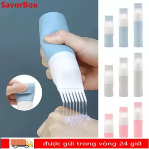 SAVORBOX Chai có thể nạp lại, có lược Silicone Hair Dye Applicator Brush Chai, Dụng cụ trang điểm Làm tóc 38 / 60 / 80ml Lotion Bóp ống