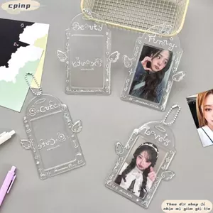 Giá đỡ Photocard CPINCP, Tay áo thẻ Kpop 3 inch Angel Wings, PVC di động có vỏ thẻ dây chuyền