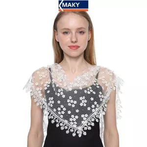 MAKY Nữ Tam Giác Khăn Cho Nhà Thờ Cầu Nguyện Khăn Choàng Thêu Ren Veil Hoa Headcovering sel Veil Mantillas VN
