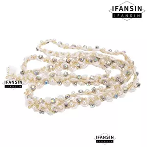 FANSIN 4 Ruy băng đính đá, Viền ren thiết kế gợn sóng 3 / 8 Inch, Viền kim cương giả pha lê lấp lánh thanh lịch cho thủ công DIY
