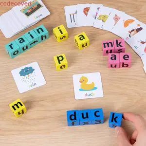 MCODECOVED Chữ Chính tả Khối Thư Học Chữ Flashcards Nhận thức Trò chơi Phù hợp với Khối Xây dựng Trò chơi Trẻ em Thẻ Flash Thẻ Từ Tiếng Anh