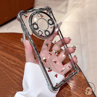 Tương Thích Cho iPhone 14 Plus 13 12 Mini 11 Pro Max Ốp Điện Thoại Dễ Thương Đỏ Anh Đào Trái Cây Mạ Đơn Giản Chống Rơi Chống Sốc Trong Suốt Vỏ Mềm Trong Suốt
