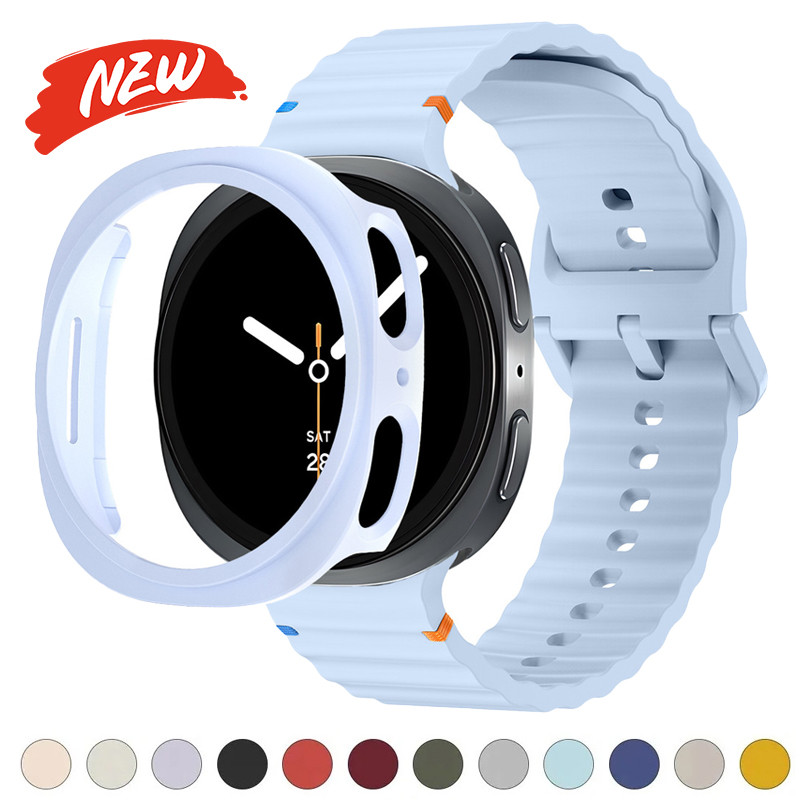 Dây đeo silicon + vỏ PC cho Samsung Galaxy watch 8 40mm 44mm / 8 phụ kiện vòng tay 46mm cổ điển