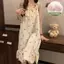Bộ đồ ngủ đeo chéo mùa hè phong cách cổ điển Kích thước lớn mùa hè ngọt ngào với miếng đệm ngực Váy ngủ một mảnh
