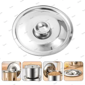 Nắp nồi tròn PYCOU, Nắp nồi đa năng bằng thép không gỉ, Làm dày thay thế 10-24cm Vỏ đựng nước sốt Đồ dùng nhà bếp